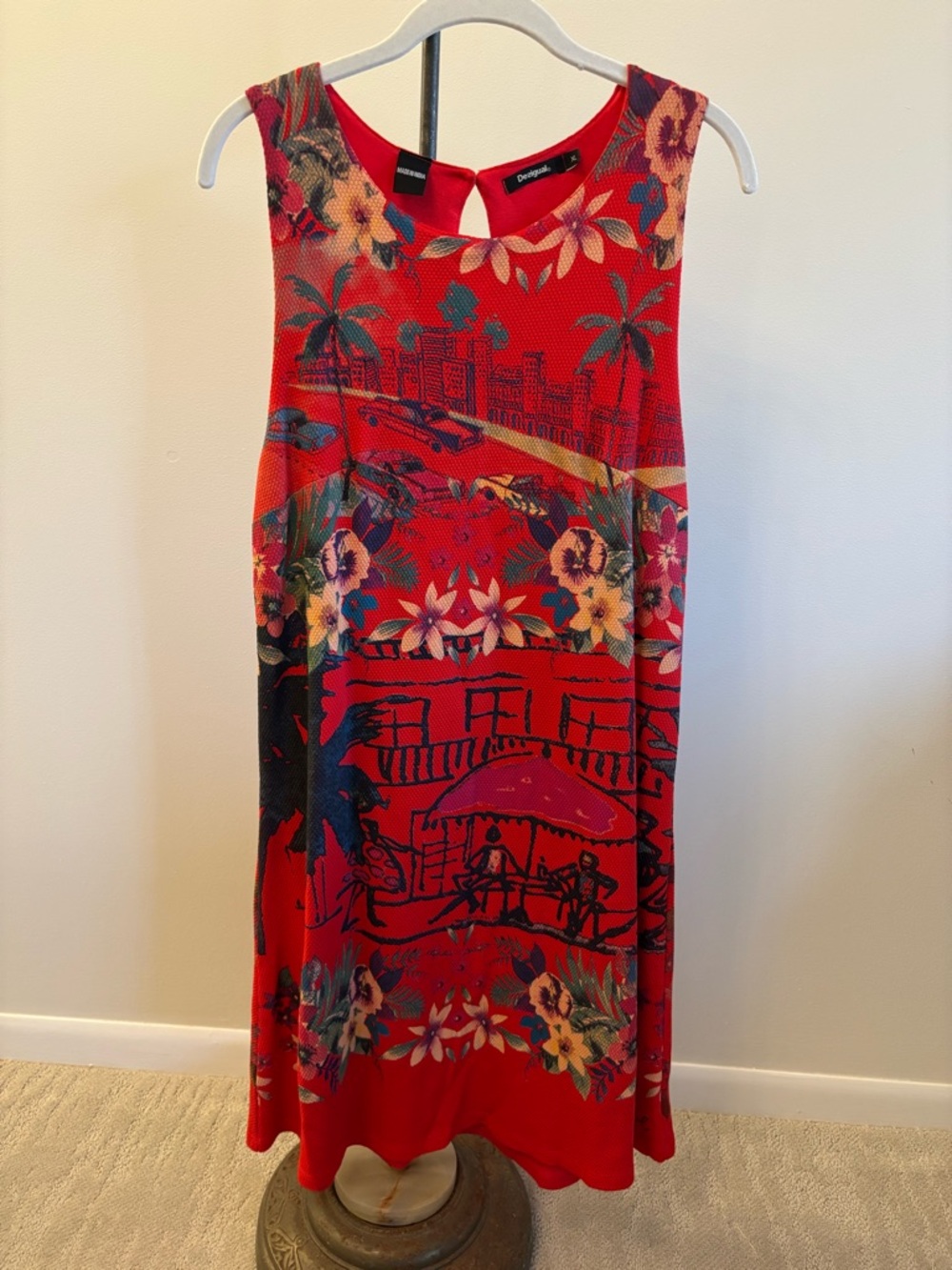 Desigual Red Floral-Print Sleeveless Dress